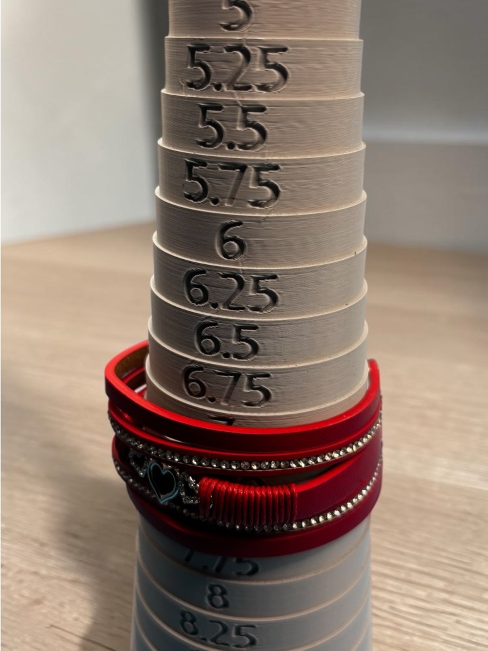 Red Multi-Layer Heart & Rhinestone Wrap Bracelet - Picture 4 of 5